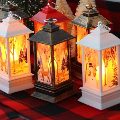 2022 New Christmas Ornament LED Lamp Desktop Hanging Santa Claus Elk Lantern Christmas Home Decorations New Year Kid Gift