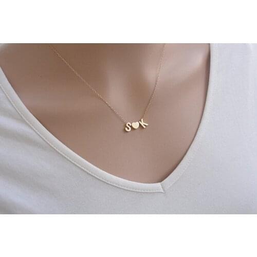 3pcs/Set Alphabet Letter Initial Name Love Heart Necklace Couple Pendant Charm Jewelry Letter Chain love gift