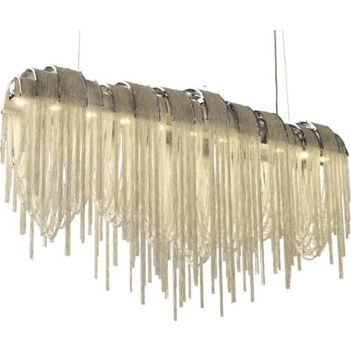 KINLAMS Modern Luxury Tassel LED Chandelier Creative Suspend Lamp For Living Room Hotel Cafe Silver Gold Aluminum Hang Light