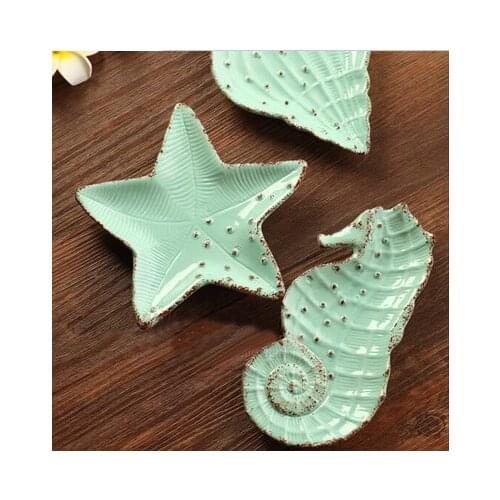 Mediterranean Ceramic Tableware Set Fruit Plate Seasoning Plate Seasoning Plate Ceramic Creative Home Decoration Platters Trays