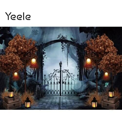 Yeele Halloween Backdrop Iron Door Light Dead Tree Castle Baby Portrait Party Photography Photo Studio Photographic Photozone