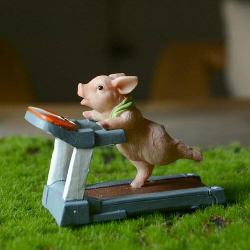 Funny Creative Cute Piggy Fitness Ornaments Animal Sports Miniature Figurines Home Decoration Doll Hand To Do Gifts Christmas