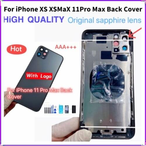 Full Back Cover For iphone Xs 11 Pro Max Housing Battery Door middle chassis Frame Housings Assembly SIM Tray Rear With Parts