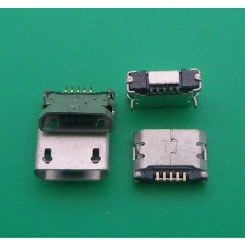 100pcs/lot 5Pin 6.4mm Micro USB 5pin DIP Female connector for mobile phone Micro USB jack PCB welding socket FLAT MOUTH