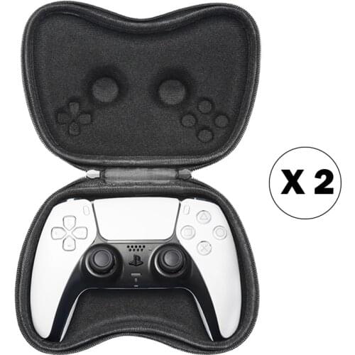 2PCS PS5 Gamepad Bag Hard EVA Cover Protective Dustproof Case for Playstation 5 Wireless Game Controller Black