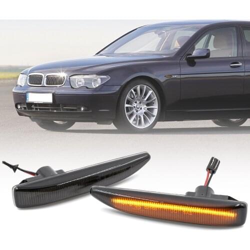 2pcs Smoke Lens Amber Color Led Fender Side Marker Turn Signal Light for 2002-2008 BMW 7 Series E65 E66 E67