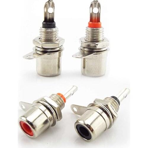 4pcs RCA Panel Mount Connector RCA Female Socket RCA Panel Mount Audio Socket Plug Connector Bulkhead Adapter Speaker