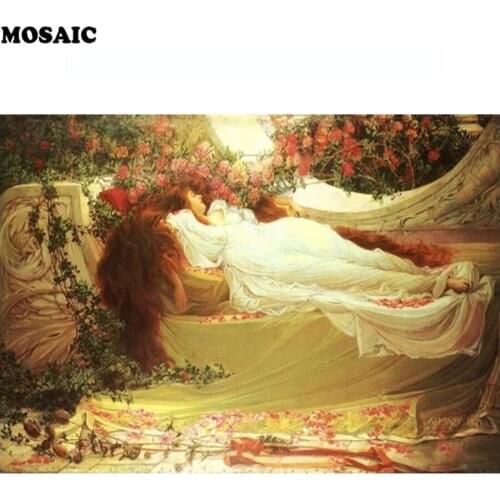 5D Diy Daimond Painting,Cross-stitch woman"Sleeping Beauty"3D Diamond Mosaic Full square Rhinestones Painting Embroidery