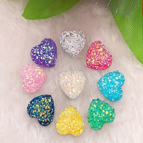 80PCS AB 12mm Heart ResinRhinestone Scrapbook Wedding DIY Crafts