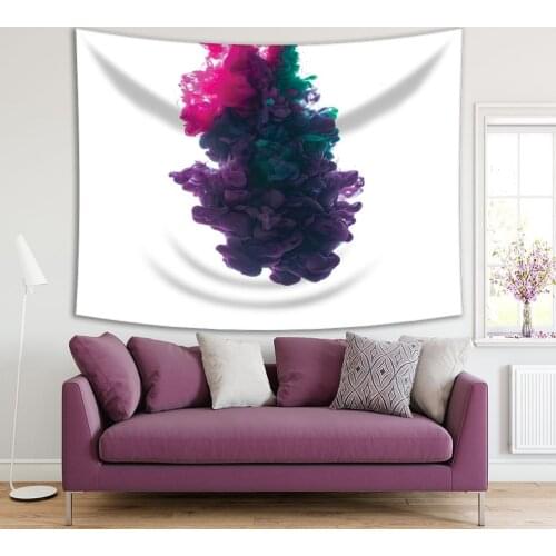 Tapestry Colors Dropped into Water Photographed While in Motion Cloud of Ink on White Art Purple Green Pink