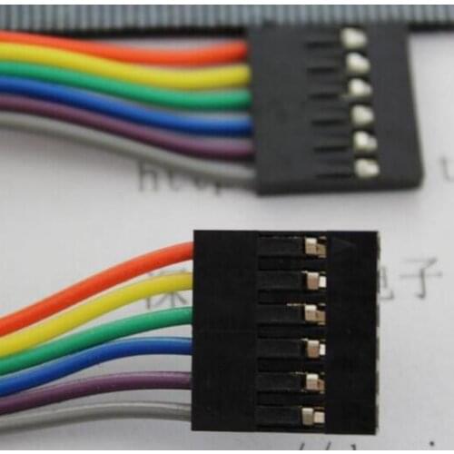 50pcs/lot DuPont wire 6P-6P Double headed 6P DuPont wire 20CM Dupont Cable 6Pin to 6Pin 200mm female to female
