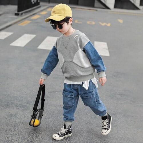Jean Spring Summer Kids Clothes Suit Baby Boys Sweatshirts + Pants 2pcs/Set Kids Teenage Top Sport Childrens Day Gift Formal