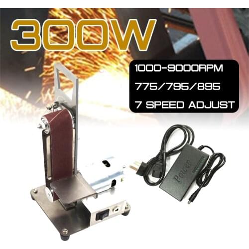 300W Mini Electric Belt Machine Sander Sanding Grinding Polishing Machine Abrasive Belts Grinder DIY Polishing Cutter Edges
