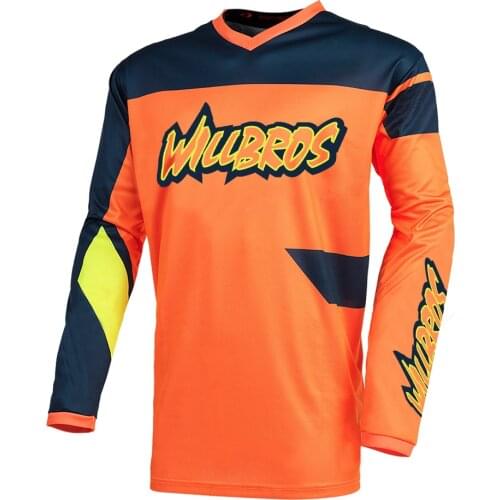 Motocross Racing Jersey Willbros Element Long Sleeve Cycling Mountain Bicycle Offroad Summer T-shirt Orange Mens