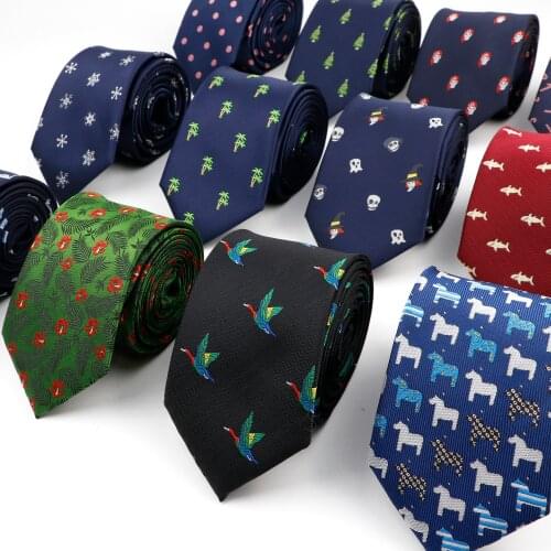 Trendy Design Mens Microfiber Jacquard Necktie Animal Plant Skull Flower Woven Tie Wedding Party Fathers Day Birthday Gift