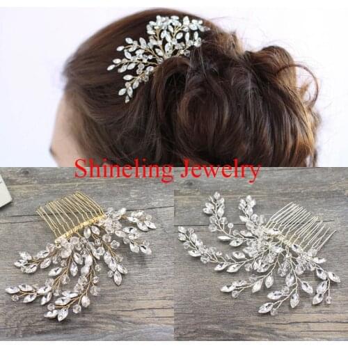 SLBRIDAL Classic Western style Handmade Pearls and Crystals Wedding Hair Comb Bridal Hair comb Hair accessories Bridesmaids