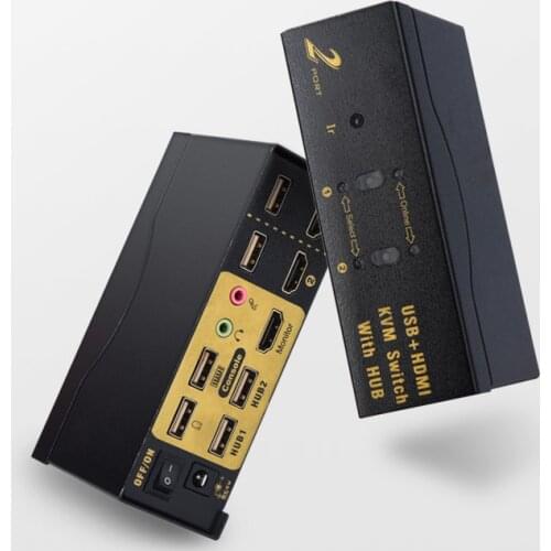 Hdmi kvm switch 2 Port usb hdmi kvm switch with Audio cables Mouse keyboard Support resolution 4Kx2K