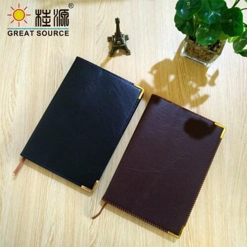 Classic Leather Journal A5 Notebook Stitching Rim 80g White Lines Page Metal Corner Keeper Filofax Refillable Notebook Cover