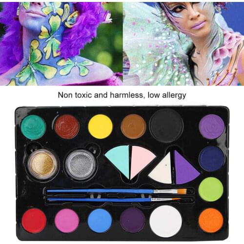 14 Colors Face Body Paint Pigment Set Halloween Makeup Cosplay Painting Tool Set for Halloween Party Face Body Painting