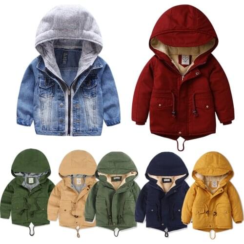 Toddler Baby Jackets Boys Girls Clothes Hooded Outwear Autumn Winter Warm Clothes Print Fashion Children Kids Costume