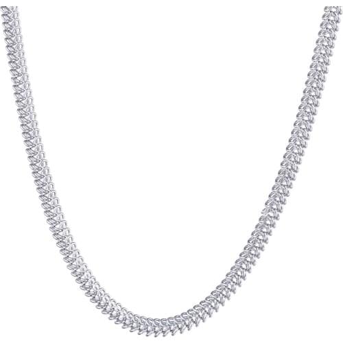 Fashion Jewelry 5.5mm Wide Womens Mens Chain Unisex Braided Bismark Link White Gold Filled GF Necklace Lobster Clasp 50cm DGN371