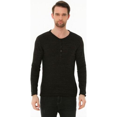 Heyss O Neck Button Male Knitwear Sweater