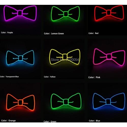 Cheap Price Novelty Men Neon EL Glowing Bow Ties Parent-child LED Luminous Bow Tie Necktie For Carnival Parties Halloween