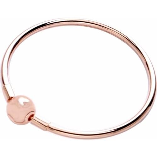 Original Rose Gold Ball Clasp Clip Suitable Smooth Bracelet Bangle Fit 925 Sterling Silver Bangle Bead Charm Diy Fashion Jewelry