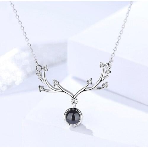 Projection Antler Necklace 100 Languages I Love You Necklace Sole Memory For Women Fashion Jewelry