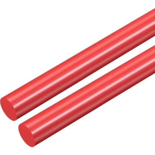 Uxcell Plastic Round Rod, Polyoxymethylene Rods, 15mm Dia 50cm Length Engineering Plastic Round Bars 2pcs Red