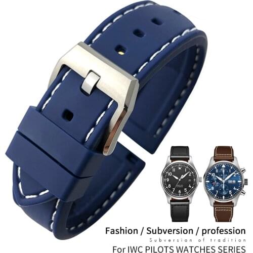 19/20mm 21/22mm High Quality Silicone Rubber Watchband for IWC Big PILOTS Watches Spitfire Portofino Family Mark 18 Strap