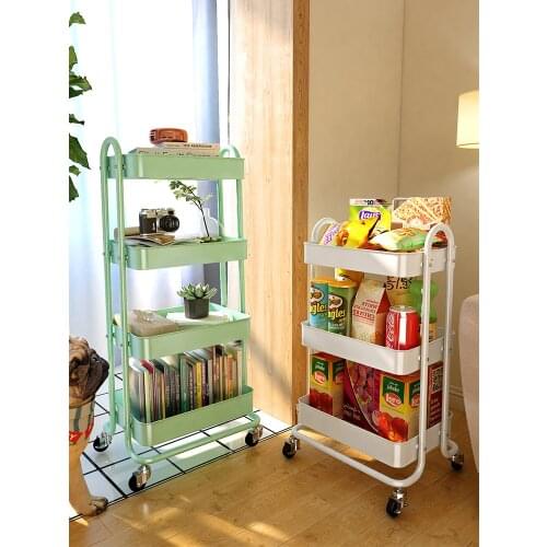 Removable trolley rack floor-to-ceiling multi-storey home bedroom storage shelf with wheeled bathroom