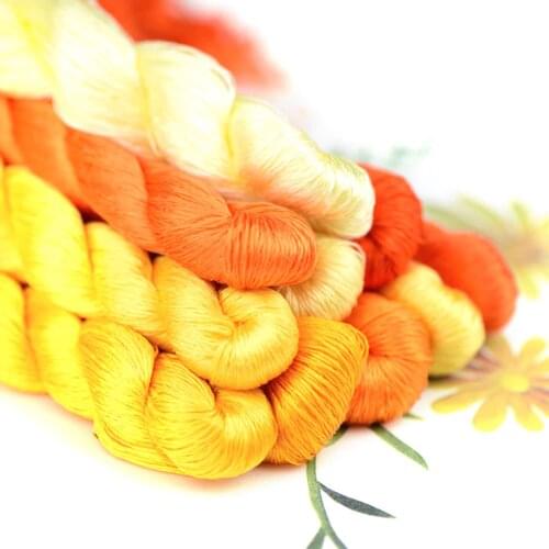 100% silk thread hand embroidery embroider cross stitch 1pcs 400m silk embroidery thread yellow series 10 pure colors