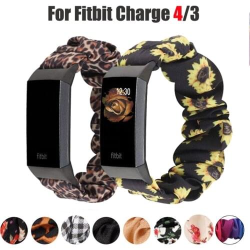 Fabric Scrunchies Elastic Band for Fitbit Charge 4 Sport Strap Replacement Accessories for Fitbit Charge 3 Bracelet