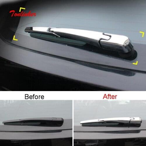 Tonlinker Exterior Rear wiper Cover Case Stickers For Peugeot 3008/GT 2015-19 Car Styling 3 pcs ABS Chrome Cover stickers