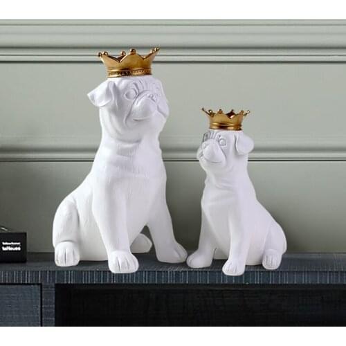 Small and Medium size Home decoration lovely dog French Bulldog desktop wealth ornament Nordic animal resin carving gifts statue