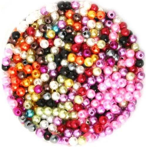 High Quality 4mm 1000 pcs 15 Colors ABS Imitation Pearl Round Plastic Beads DIY Necklace Wholesale BSG01-01