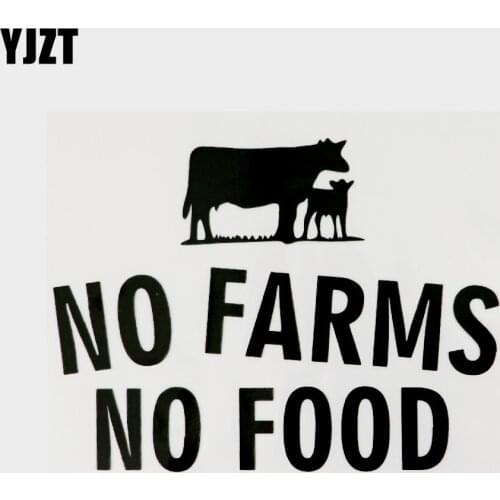 YJZT 15CM×11.1CM No Farms No Food Creative Vinyl Black/Silver Car Sticker Decal 13F-0083