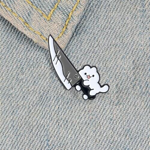 Dagger Cats Funny Enamel Label Pins Cute Animal Clothes Jewelry