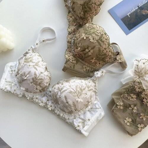 2021 Womens Sexy Bra Set Womens Flower Underwear Sexy Top Ladies Cotton Bra Fashion Push Up Brassiere Female Lingerie Sets