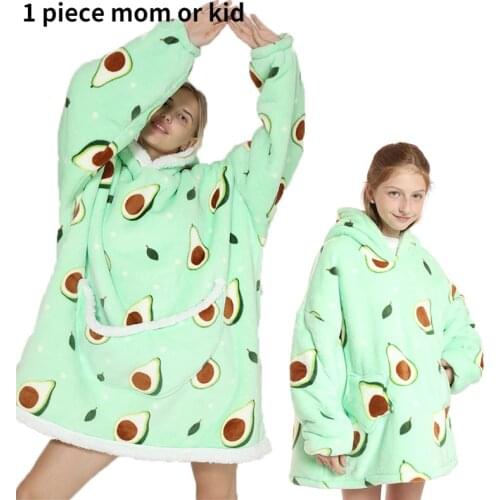 Wearable Blanket Hoodie Women Oversize Fannel TV Blanket With Sleeves Winter Sherpa Warm Animal Print Camping Blanket Sweatshirt