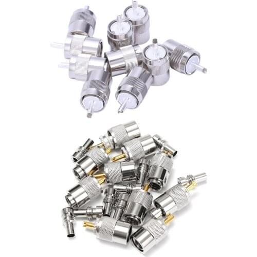 10Pcs Connector UHF Male PL259 Plug Solder RG8 RG213 LMR400 7D-FB Cable Silver & 10 x PL259 UHF Connector Male Plug