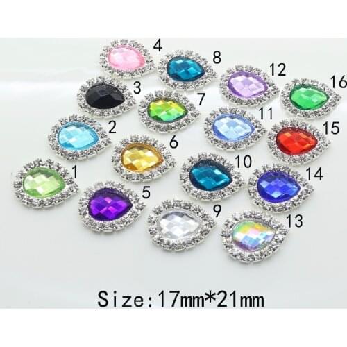 17mm*21mm 10pcs/lot charm Dripping Acrylic Rhinestone Buttons Clothing Sewing Scrapbook Craft Decoration