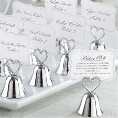 20pcs/lot+FREE SHIPPING+"Kissing Bell" Silver gold Bell Place Card Holder/Photo Holder Wedding Table Decoration Favors