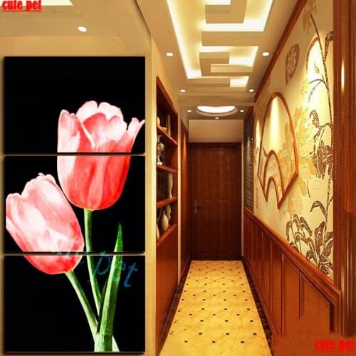 Cute pet DIY Needlework Tulip flower 5D Diamond Painting CrossStitch Diamond Embroidery sale Full Drill Mosaic puzzle Decor 3PCS