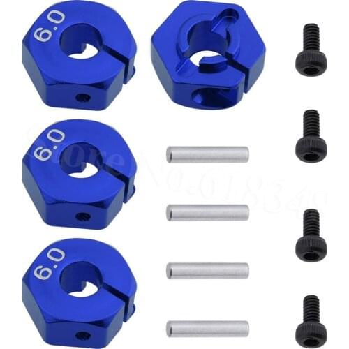 4pcs Aluminum 6.0 Wheel Hex 12mm Drive Hubs With Pins & Screws For HSP HPI Tamiya Traxxas Car Buggy Monster