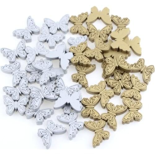 40pcs Butterfly Shape Natural Wooden Beads Handmade Loose Spacer Beads for Jewelry Making DIY Bracelet Necklace Findings 18x24mm