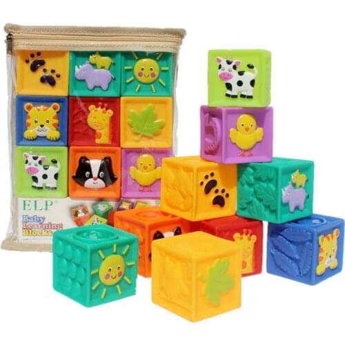 9Pcs/Set Children Toy Infant Soft Building Blocks Cube Squeeze Stack Block Baby Educational Toys for Kids