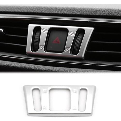 Car Central Air Vent Emergency Light Console Chrome Cover Trim Bezel Styling for Nissan Rogue X-Trail 2014-2018