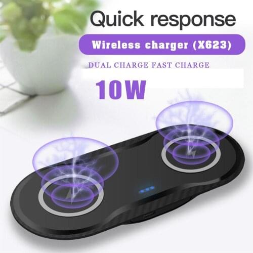 20W Double Qi Wireless Charger Pad for iPhone 11 XS XR X 8 AirPods 10W Dual Fast Charging Dock Station For Samsung S10 S9 Note 9